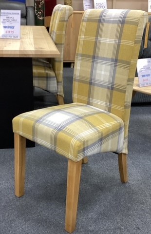 Scroll Back Yellow Check Dining Chair
