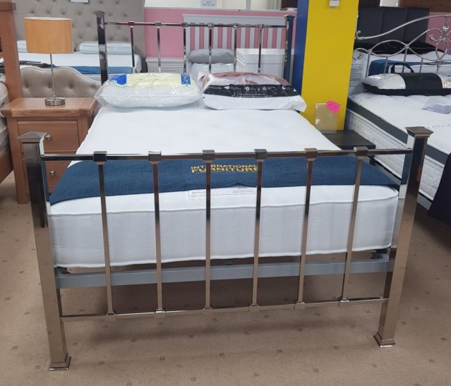 Shiny Nickel 4'6'' Bed Frame