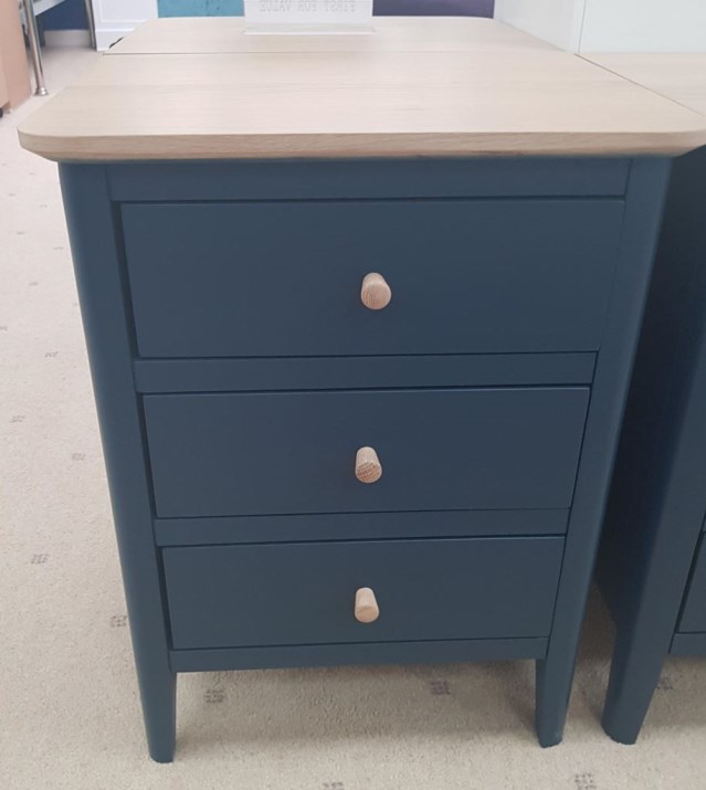 Essex Navy 3 Drawer Bedside