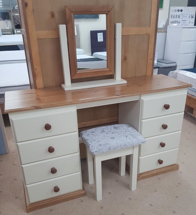 Combination Dressing Table, Stool & Mirror Set